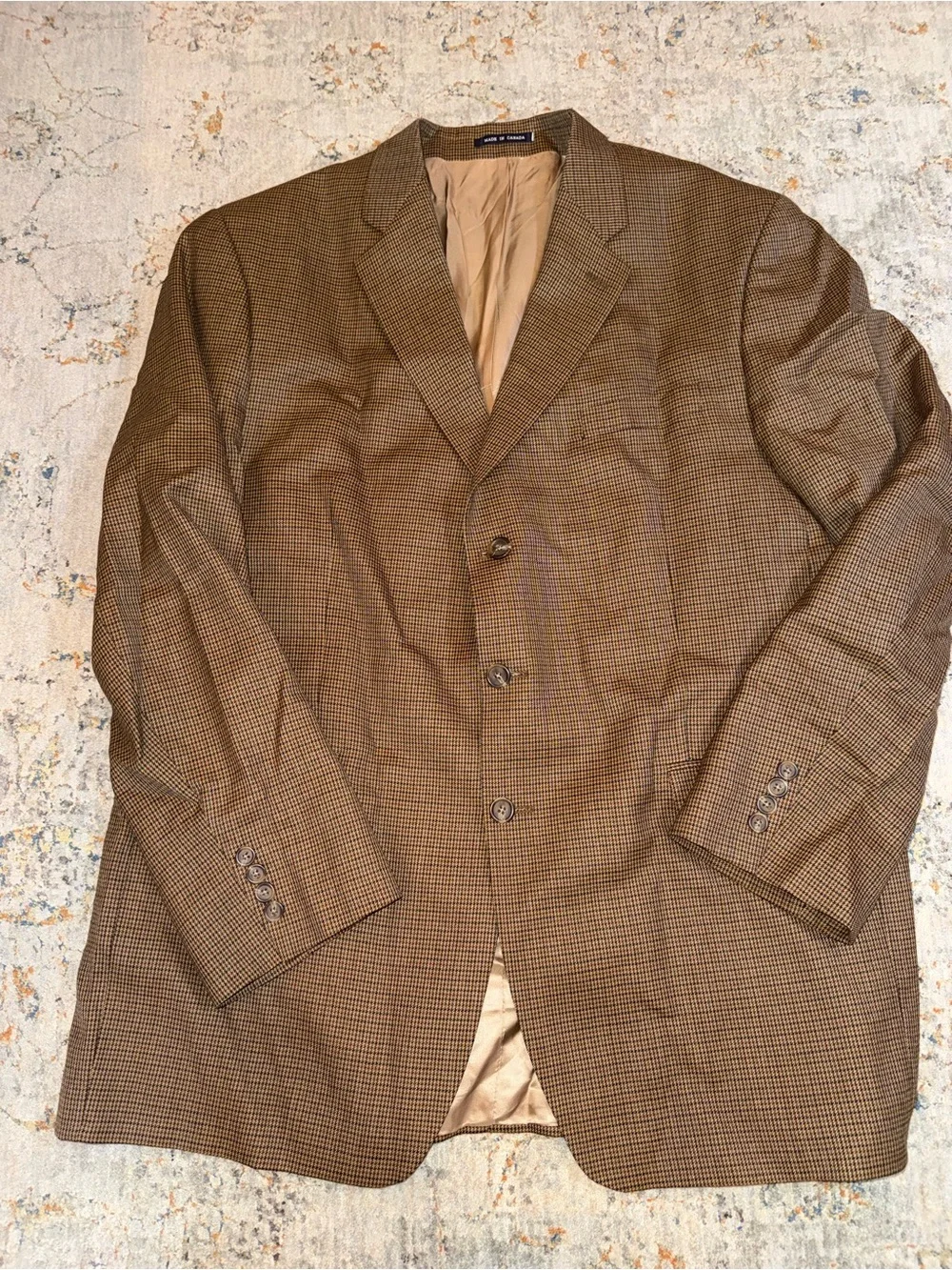 Ralph Lauren Brown Micro-Houndstooth Sport Coat 48L A128